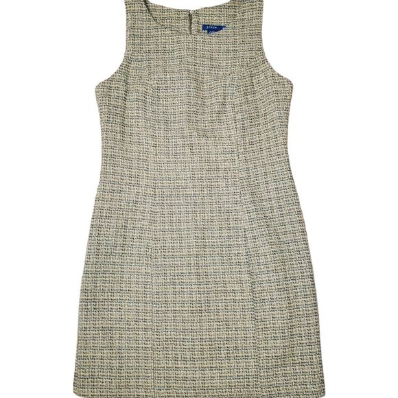 J. Crew Sleeveless Wool Blend Beige and Gray Tweed Mini Dress Size 10 - Picture 2 of 9